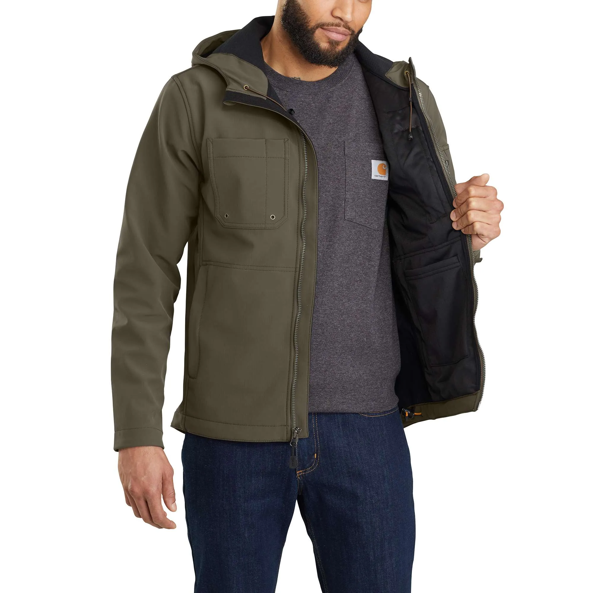 Rain Defender® Relaxed Fit Midweight Softshell Hooded Jacket