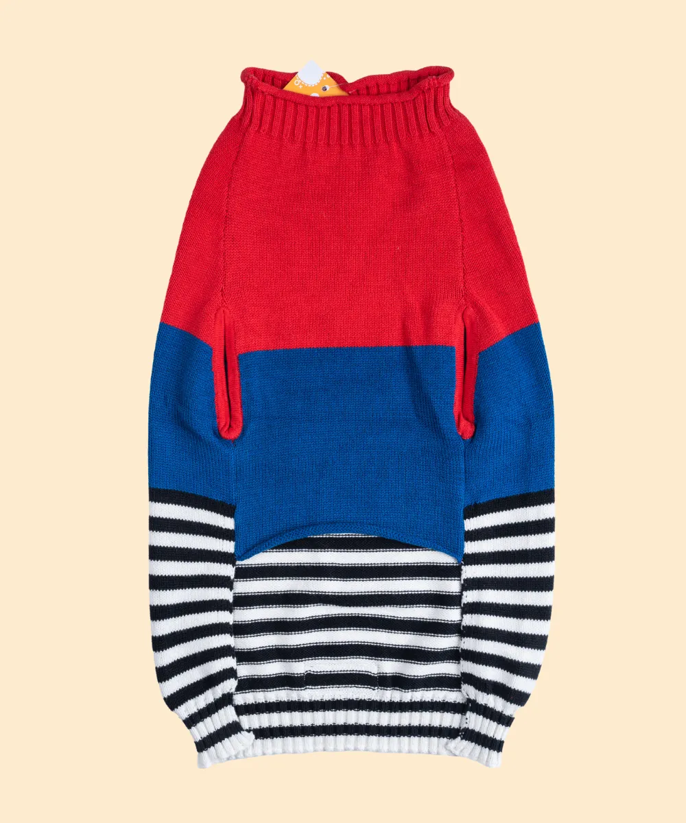 Red-blue Striped Sweater