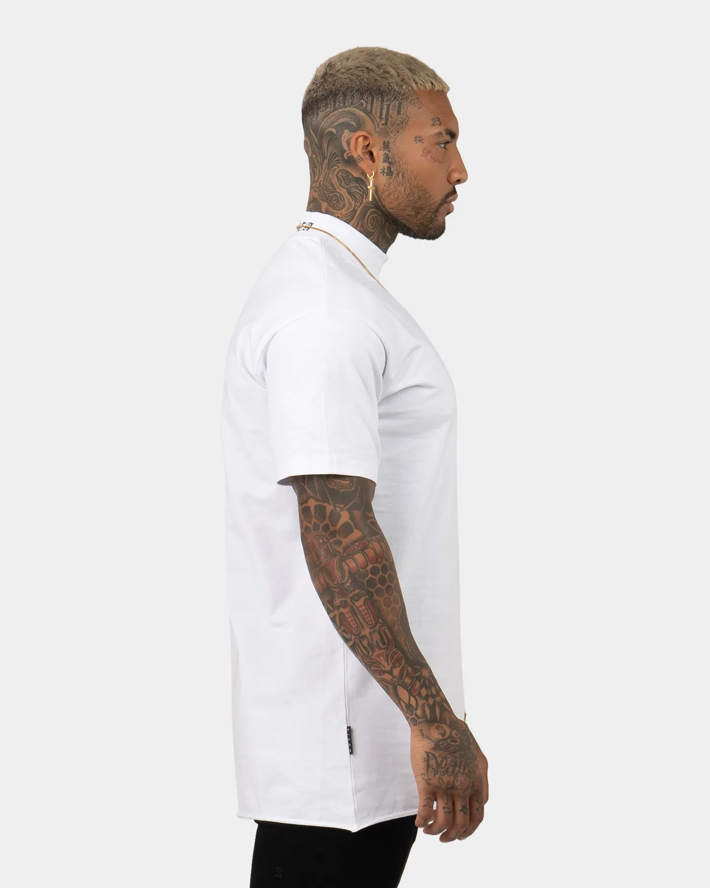 Saint Morta Old English Mock Neck T-Shirt White/Black