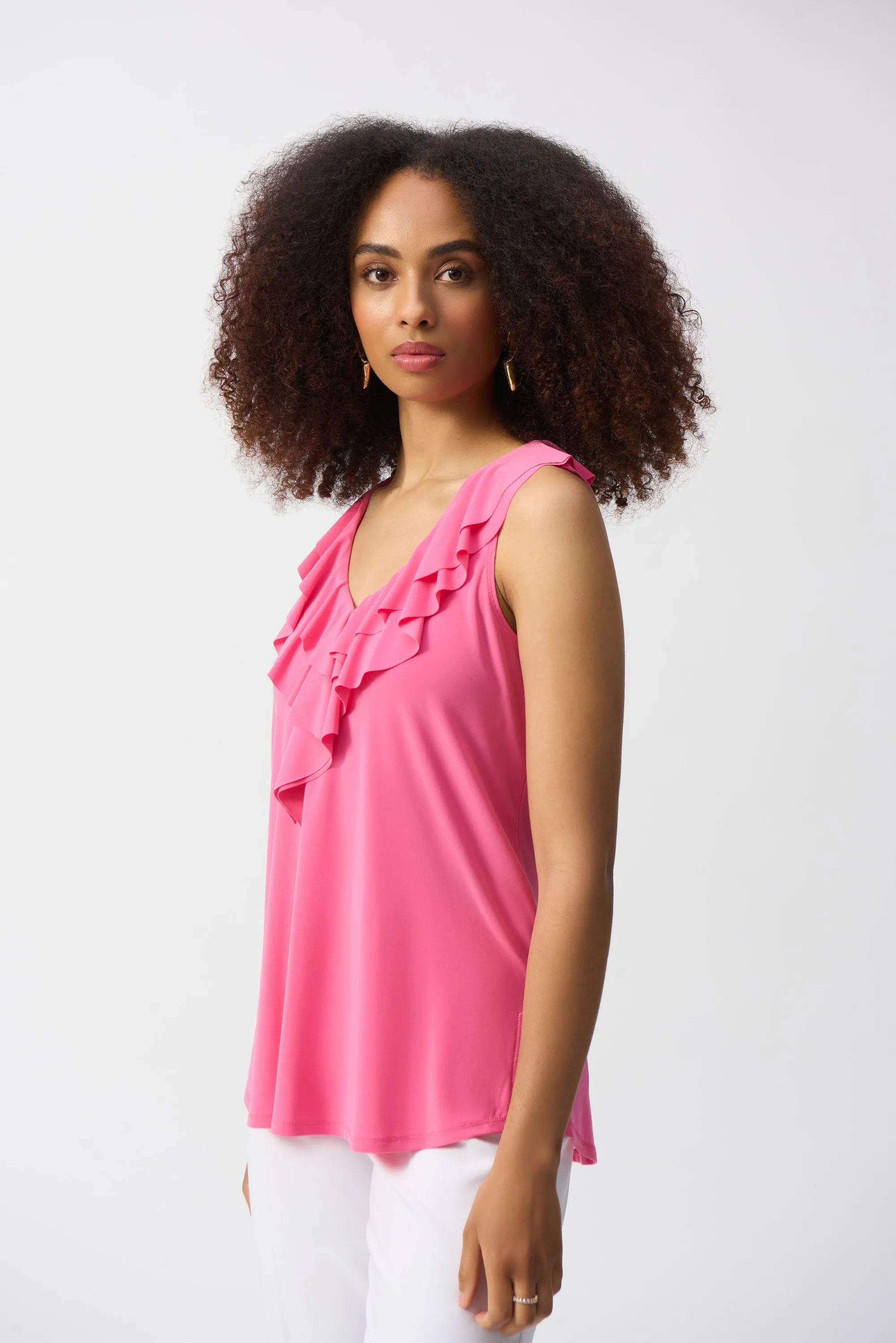 Silky Jersey Frill Sleeveless Top <span>251287<span>