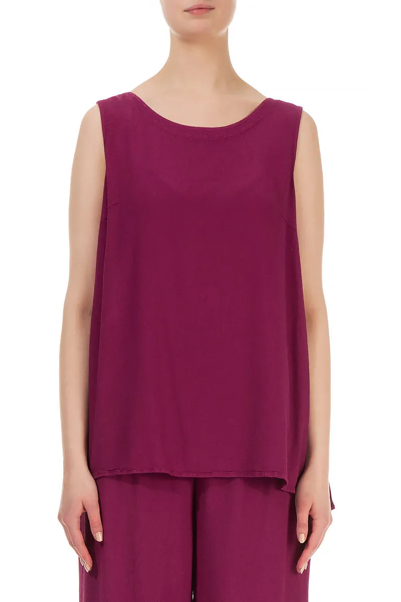 Sleeveless Claret Viscose Top