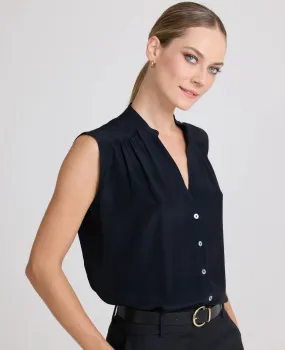 Sleeveless Mandarin Collar Blouse