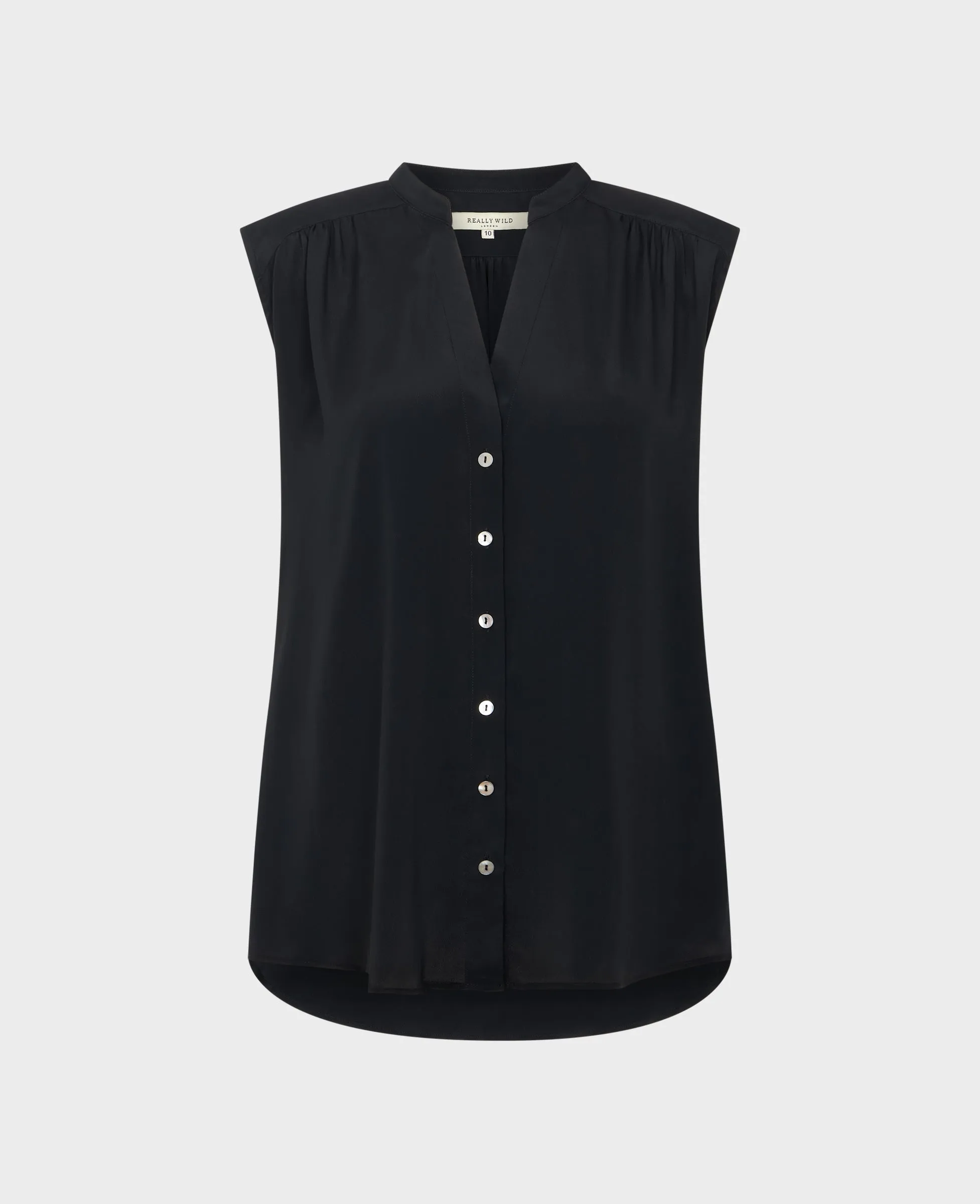 Sleeveless Mandarin Collar Blouse