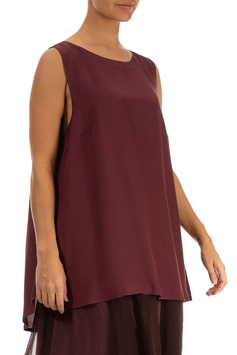 Sleeveless Merlot Silk Bamboo Top