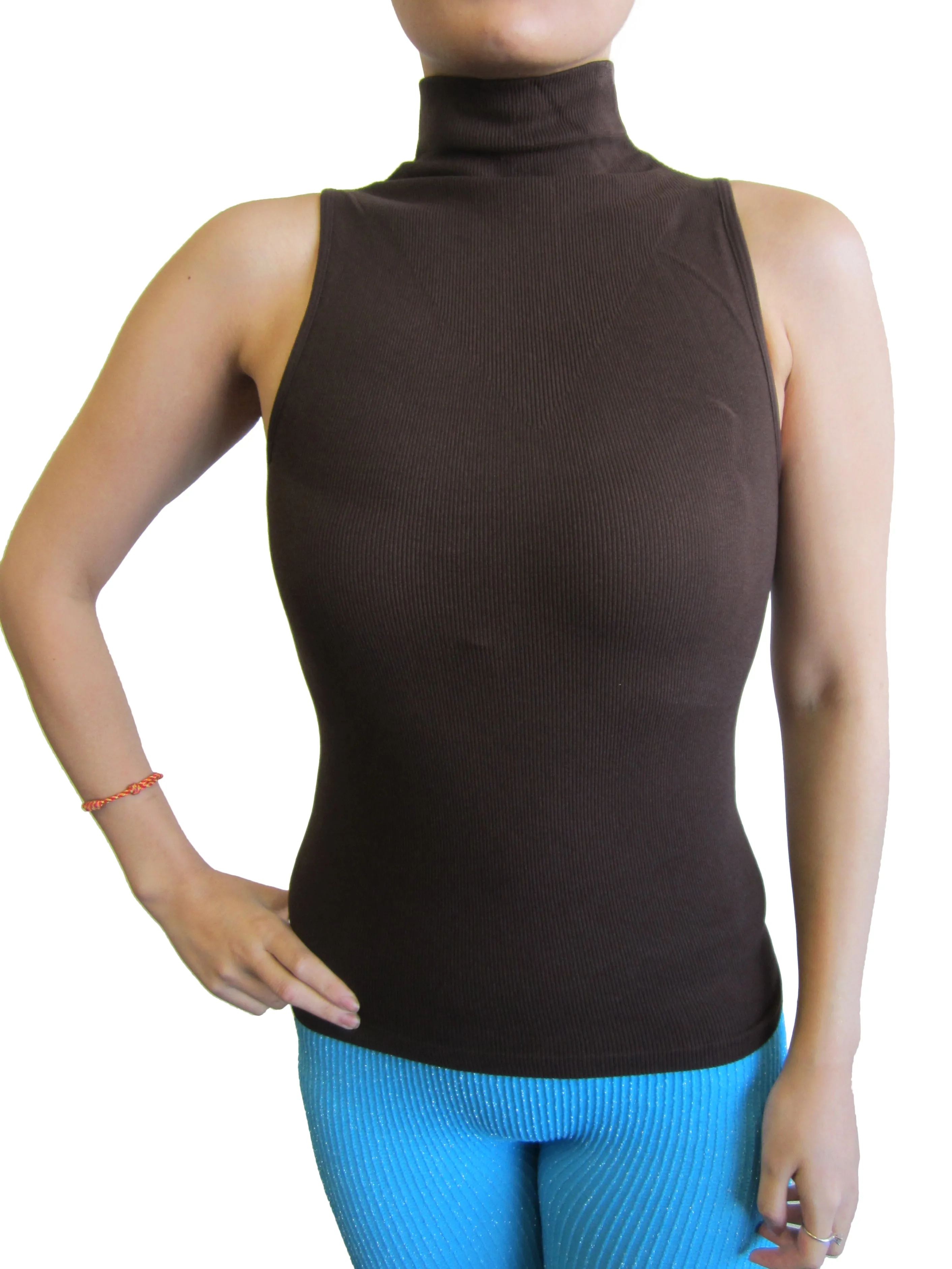 Sleeveless Mock Neck Tops (HOUSE AD-8101)