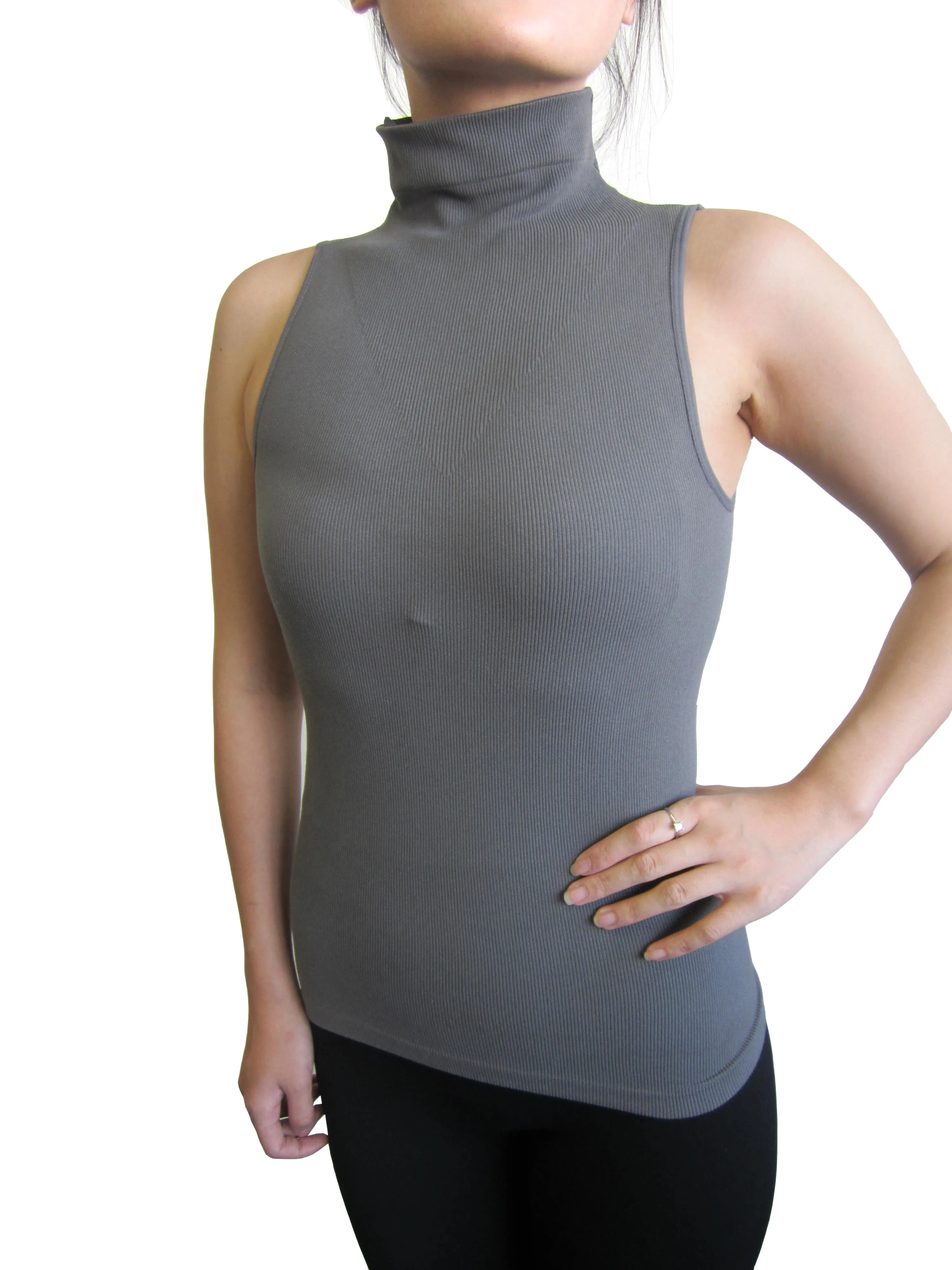 Sleeveless Mock Neck Tops (HOUSE AD-8101)