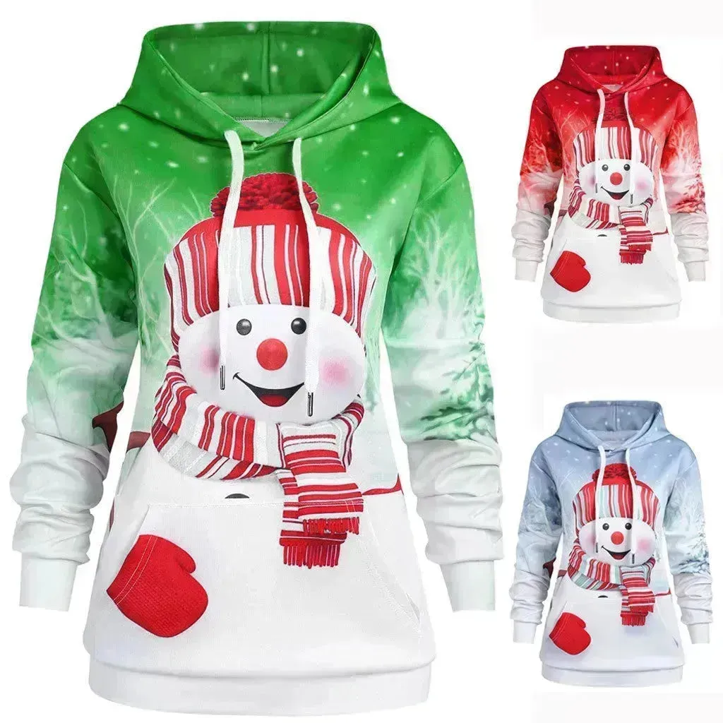 Ugly Christmas snowman print Hoodie sweatshirt