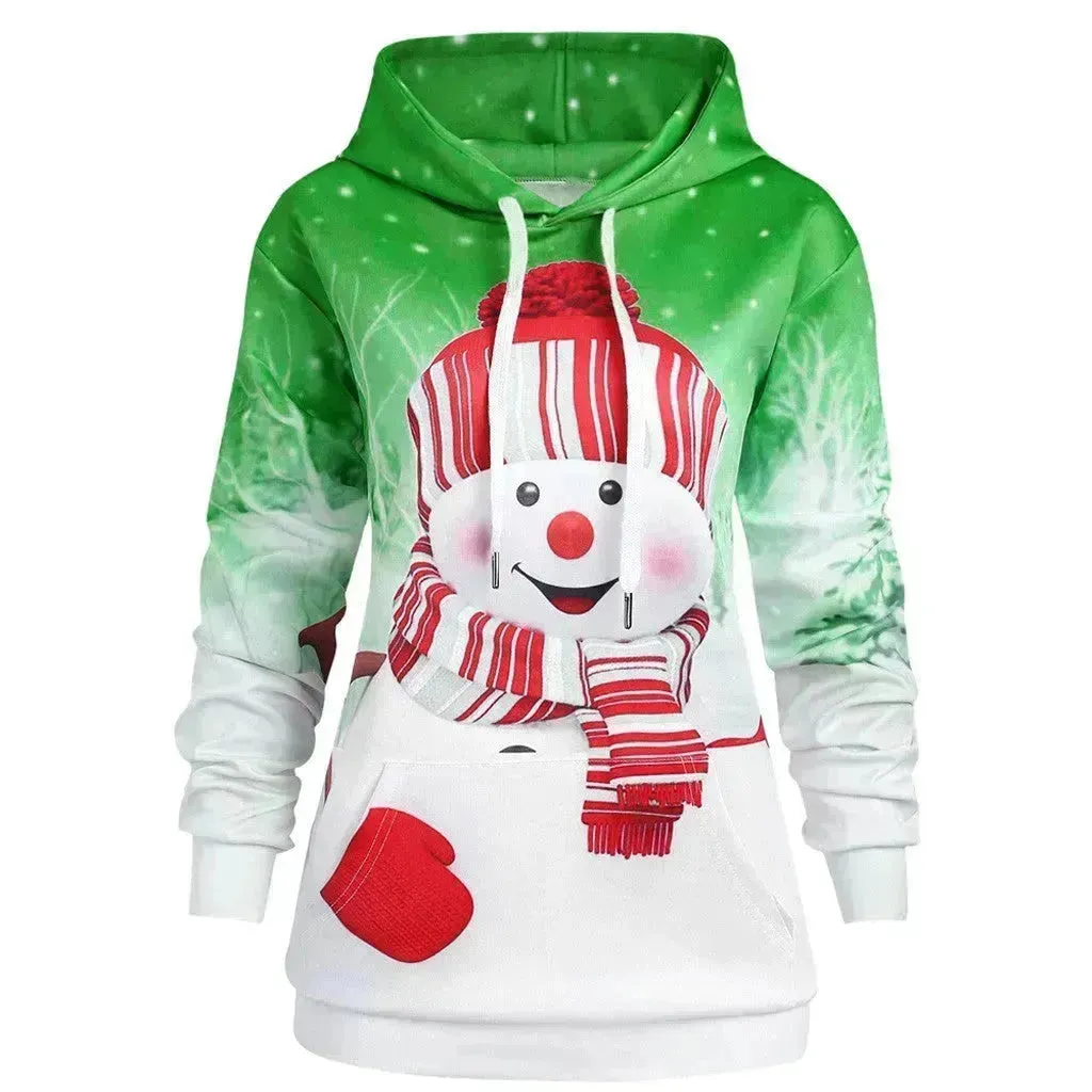 Ugly Christmas snowman print Hoodie sweatshirt