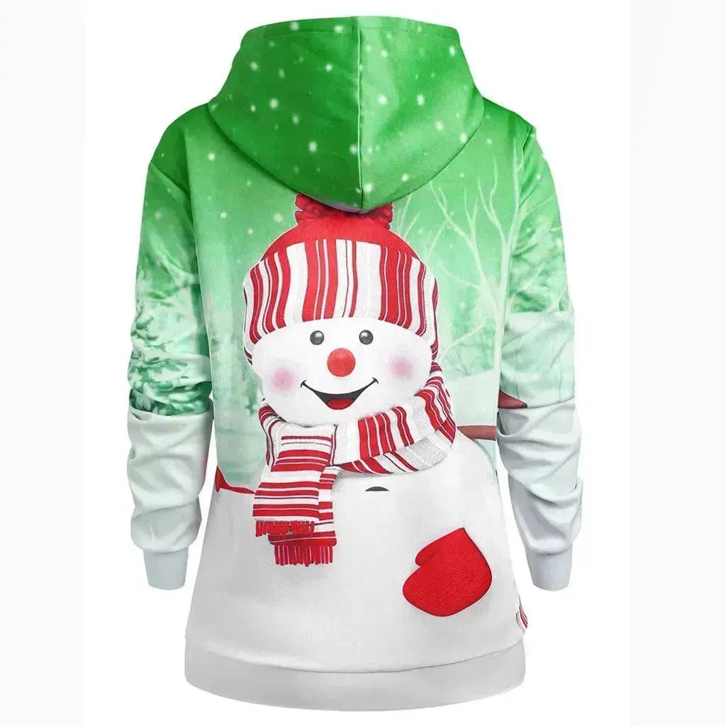 Ugly Christmas snowman print Hoodie sweatshirt