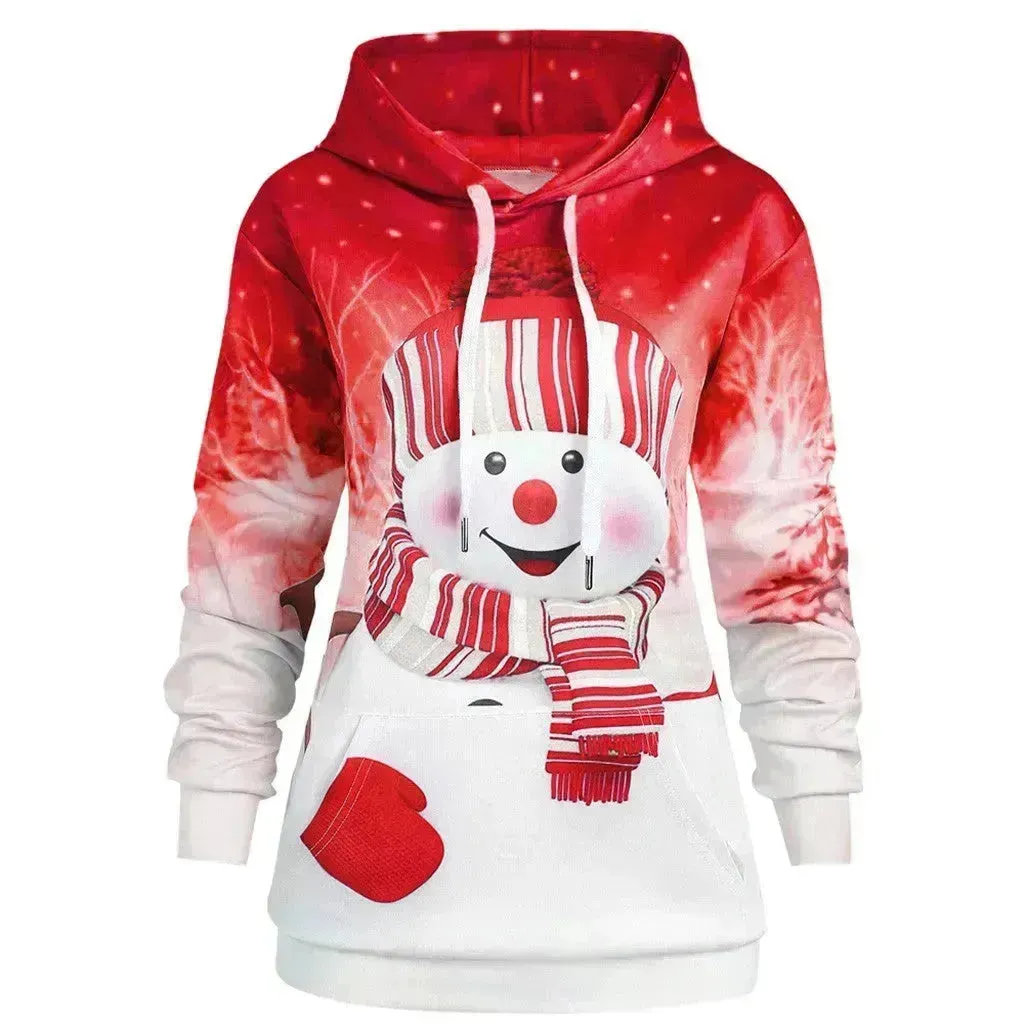 Ugly Christmas snowman print Hoodie sweatshirt