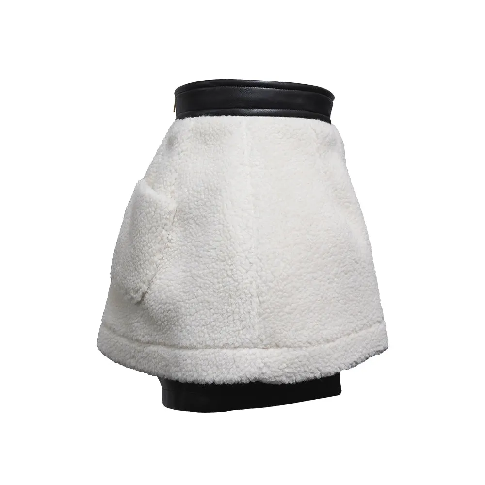 Vegan Leather Shearling Skort