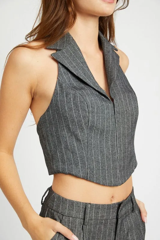 Vested Halter Neck Top