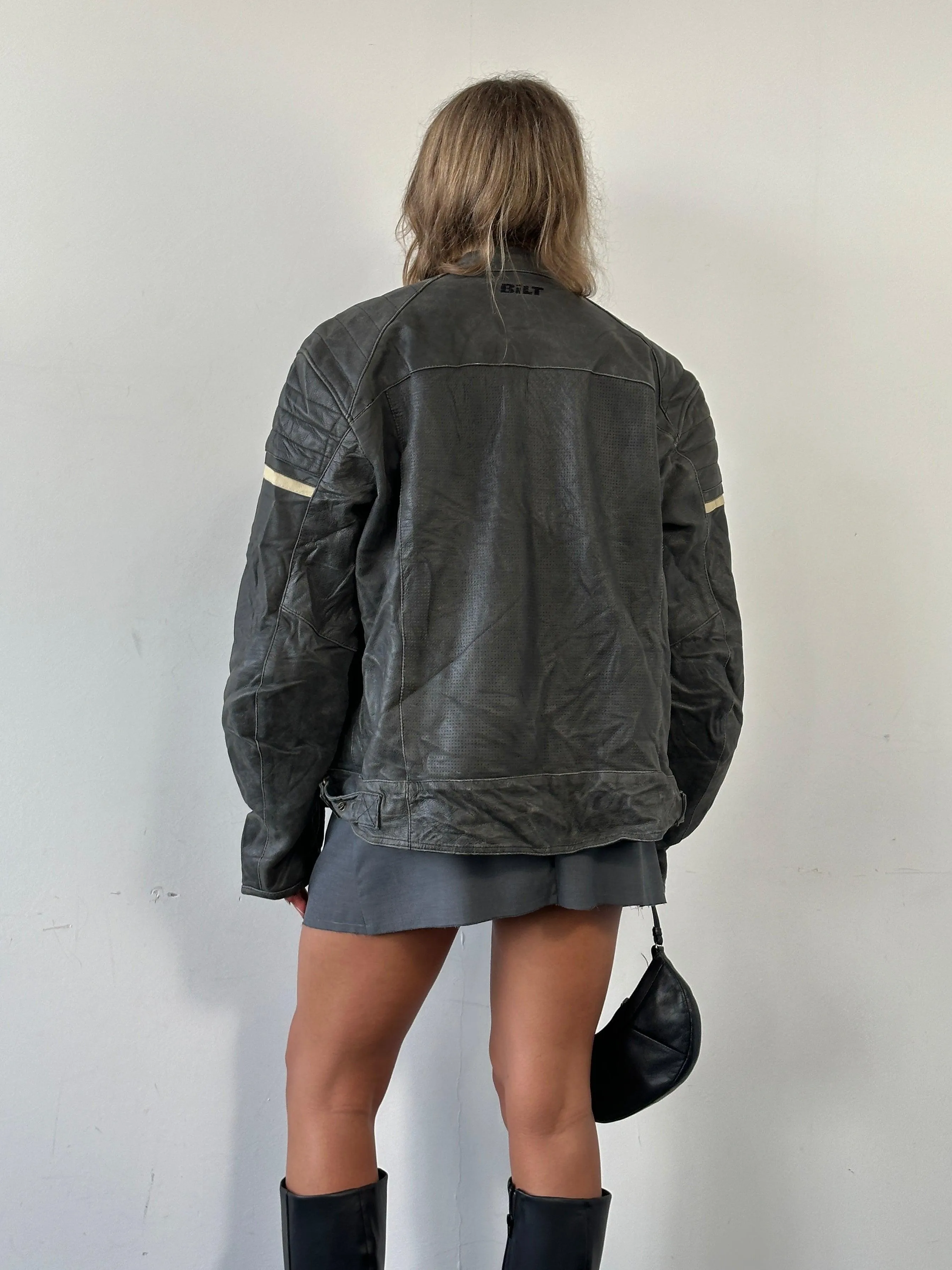 Vintage Leather Motorcycle Jacket - L