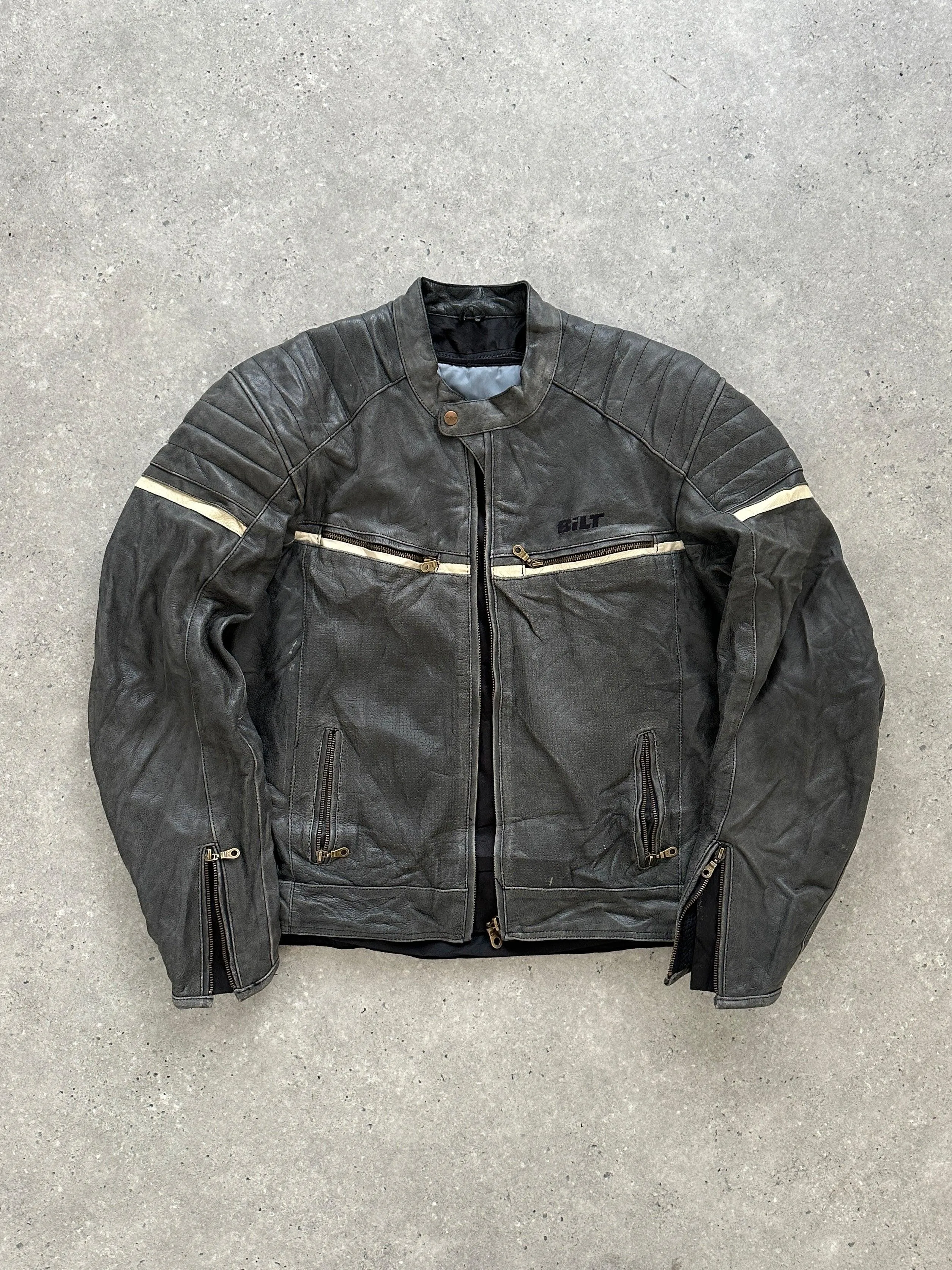 Vintage Leather Motorcycle Jacket - L