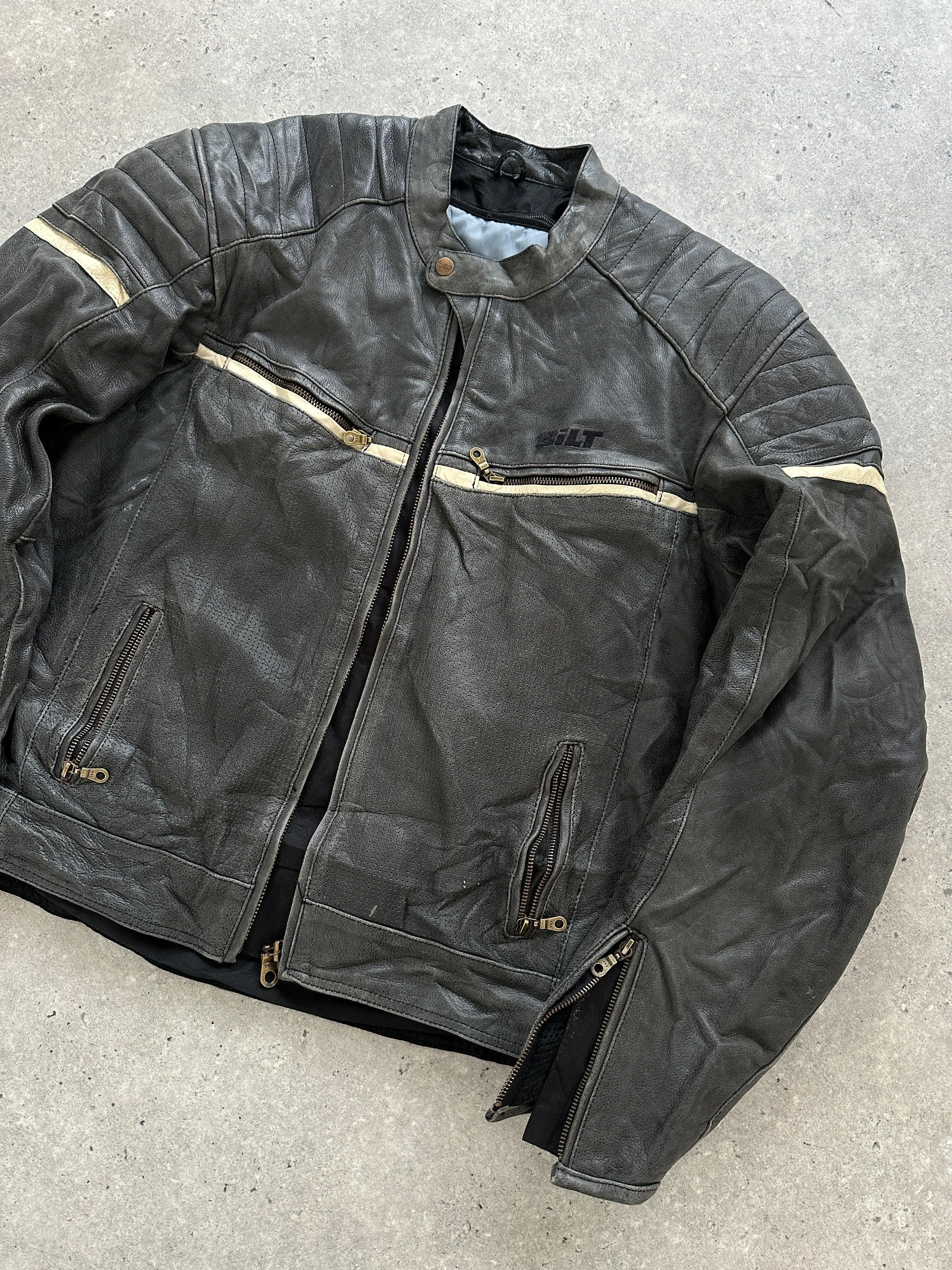 Vintage Leather Motorcycle Jacket - L